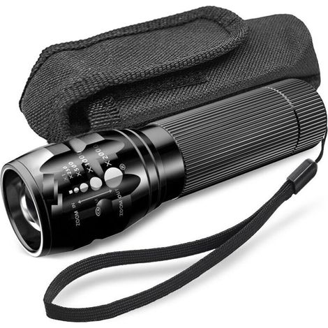 Lampe torche puissante pour vélo, mise au point télescopique, zoom à trois lumens, torche d'urgence