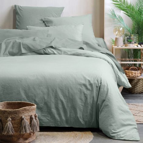 eurofirany Horizon telo letto elasticizzato colore salvia 160x200 cm