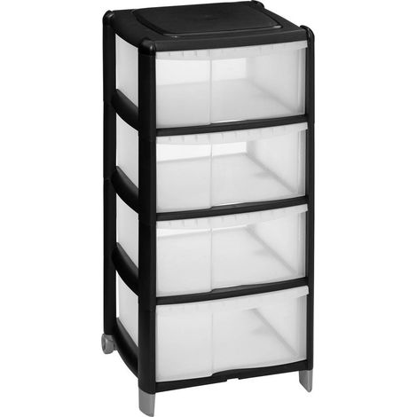 Tour de rangement 4 Tiroirs 4 pieds amovibles dont 2 avec roues H 85 cm - Five