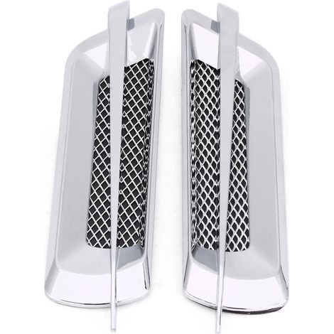 2 Grilles d'aération latérales de voiture, décorations de ventilation, couvre-bouches d'air, stickers argentés universels