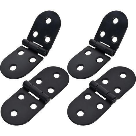 Bisagra plana plegable para puerta (4 unidades) - Bisagra plegable de 180° para armario, para muebles, armarios y mesas, 83 cm, color negro, material de hierro. (1/5)