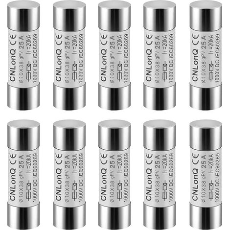 Fusible Solaire PV, 10 pièces Fusibles Photovoltaïque Fusible gPV Type Fusible Link HSPV-30 10x38mm pour Système Solaire Photovoltaïque 25A DC 1000V (1/5)