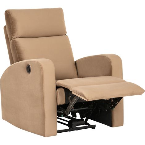 Electric Recliner Armchair Light Brown Velvet Upholstered Single Seat Modern Design Relax Function VERDAL (1/5)