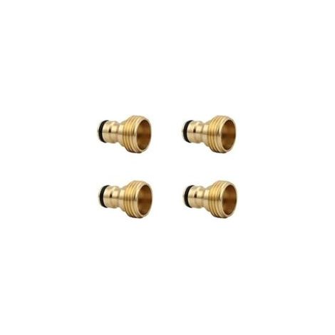 Conector rápido para manguera de jardín, extremo macho de latón de 3/4", adaptador de conexión rápida, 4 piezas - Crezuo
