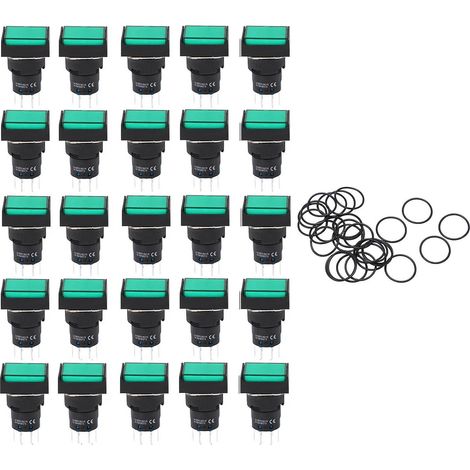 Lot de 25 interrupteurs à bouton-poussoir lumineux de réinitialisation pour équipements industriels, 24 V CA/CC, 5 A (1/5)