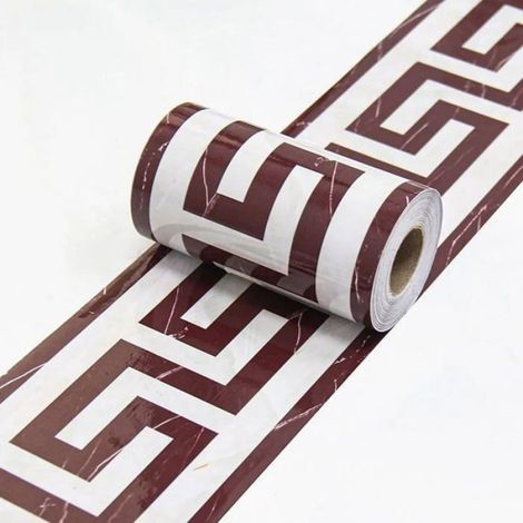 Bordure papier peint marron, bande décorative murale amovible. Frise autocollante en PVC imperméable, pli - Bande Marron 500 x 10 cm (1/5)