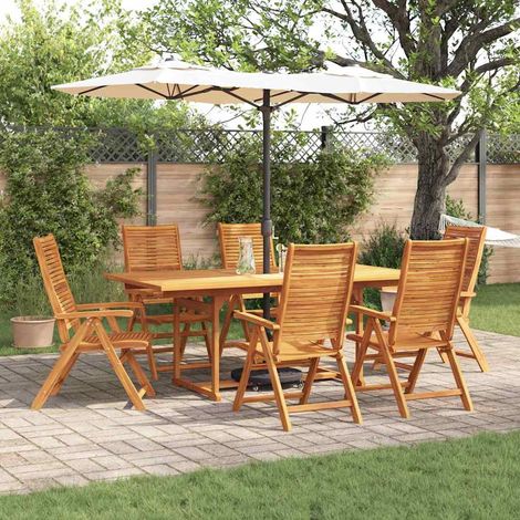 vidaXL Garden Dining Set 7 pcs Brown Solid Acacia Wood (1/5)