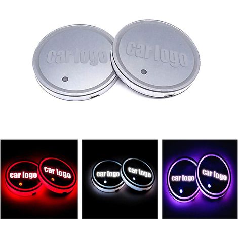 Lot de 2 porte-gobelets LED pour voiture, 7 couleurs changeantes, tapis de chargement USB, dessous de bouteille, lampes de voiture (1/5)