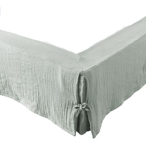 Cache sommier gaze de coton Gaia 90x190cm eucalyptus (1/3)