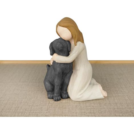 Statue d'ange pour chien JeiibrZui - 11 x 8 x 4 cm - 1 pièce - Blanc cassé - Pierre commémorative animale en résine pour jardin, tombe et décoration intérieure (1/5)