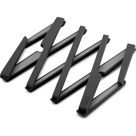 Trivet en silicone extensible et pliable pour casseroles et poêles, support antidérapant extensible, tapis résistant à la chaleur pour le plan de travail de la cuisine - Noir (1/4)