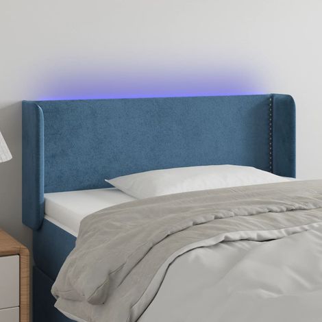 Cabecero con LED de terciopelo azul oscuro 103x16x78/88 cm vidaXL (1/5)