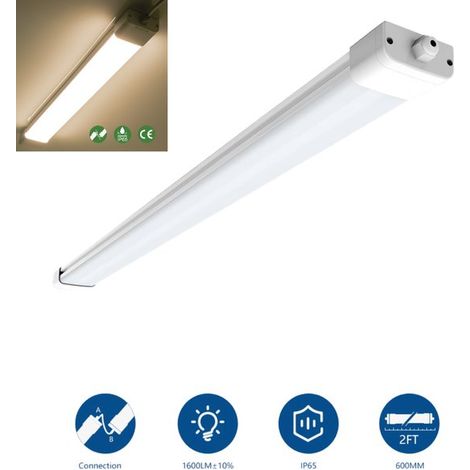 Réglette LED 60 cm 18 W 4000 K 1800 lm - Blanc chaud - Luminaire fluorescent LED - Idéal pour atelier, abri de jardin et éclairage sous meuble (1/5)