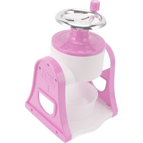 Machine à glace pilée à manivelle, lames en acier inoxydable, broyeur à glace portable et sûr pour la maison, les restaurants, les cafés et les stands de restauration, rose (1/5)