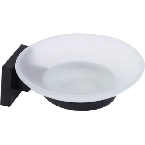 Porta sapone da parete in acciaio nero piattino in vetro satinato fissaggio con viti o senza viti biadesivo accessori arredo bagno (1/2)