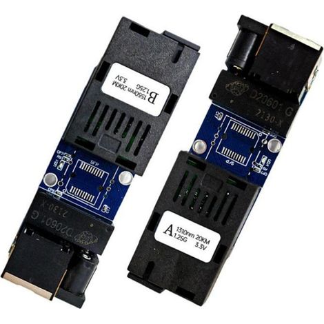 Convertisseur De Media Fibre Optique - Gigabit 1000 Mbps - Monomode SC - Portée 20 Km - 1 Paire - PCBA (1/5)