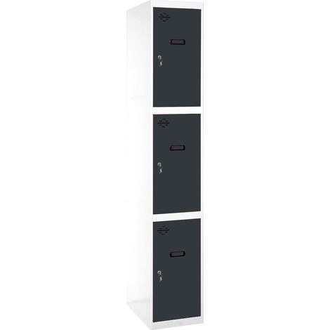 SIMONLOCKER casier en métal (180x40x50cm) BLANC ET ANTHRACITE