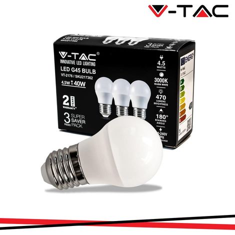 LED LAMPADINA 4.5W E27 G45 4500K 3PCS/PACK - Luce NATURALE (1/10)