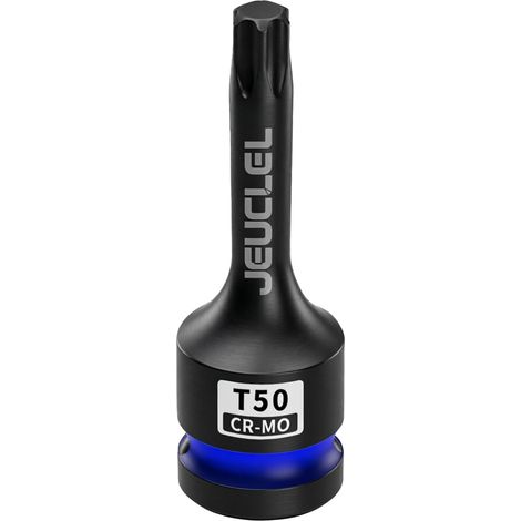 Douille à impact Torx étoile à 6 points T50, douille Torx 1/2 pouce carrée de 3 pouces de long, adaptateur de visseuse allongé en acier Cr-Mo. (1/5)