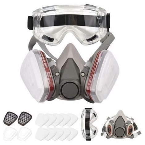 Reusable Respirator Half Facepiece 6200 Gas Mask Respiratory Protection Respirators with Safety Glasses for Painting Organic Steam Welding Polishing Woodworking and Other Pr (1/4)