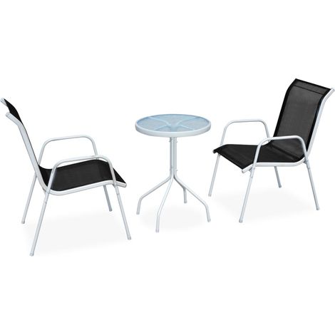 Garden Furniture Set  Black and grey  Powder-coated steel and textilene vidaXL