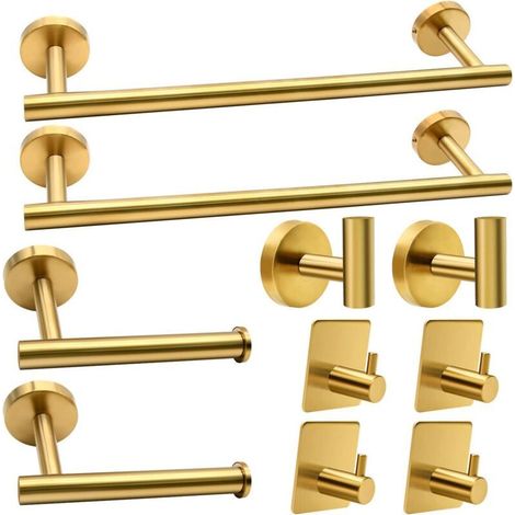 10Ensemble d'accessoires de salle de bain, or brossé, ensemble d'accessoires de salle de bain en acier inoxydable