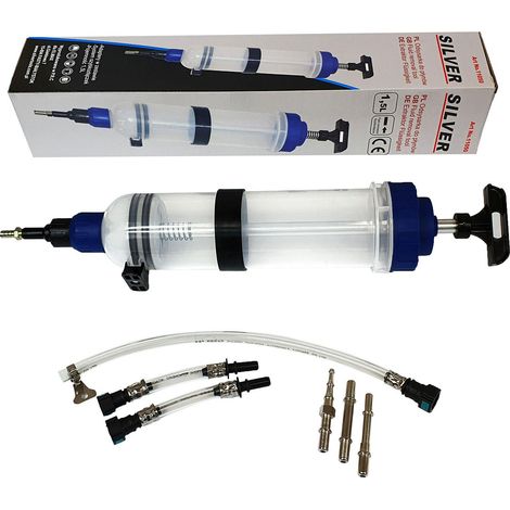 Extractor de aceite profesional 1500ml Silver con accesorios completos. Cambios de aceite rápidos, limpios y sin derrames. Ideal para talleres y mecánicos. (1/2)