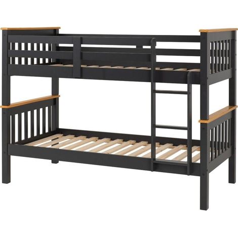 Neptune 3 Feet Bunk Bed - L104 x W204.5 x H151 cm - Grey/Oak Effect (1/5)