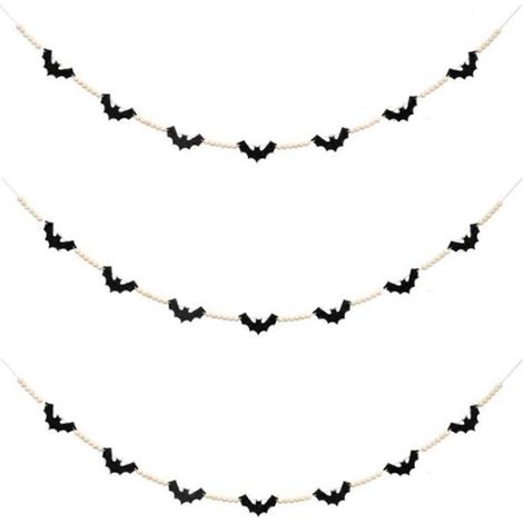 Guirlande de perles chauve-souris en bois pour Halloween - Décoration d'Halloween (1/5)