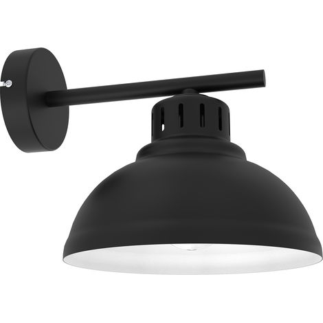 Applique industrielle noire intérieur blanc Sven E27