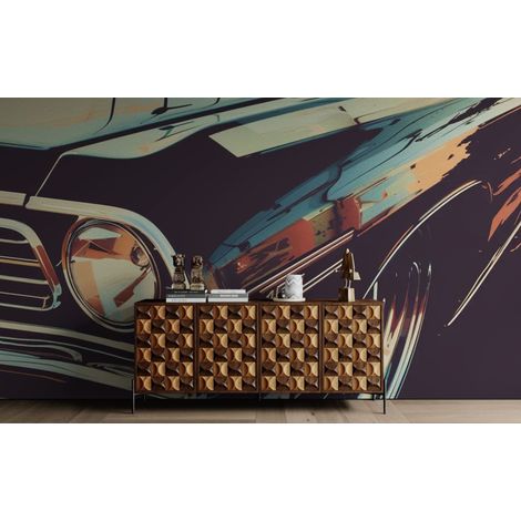 Papier peint Vintage – voiture au style rétro - 150 x 250 cm (1/2)