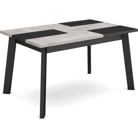 Skraut Home - Mesa Comedor, Mesa Fija Cocina y Salón, 140, Para 6 comensales, Patas de madera, Estilo Moderno, Gris Cemento (1/5)