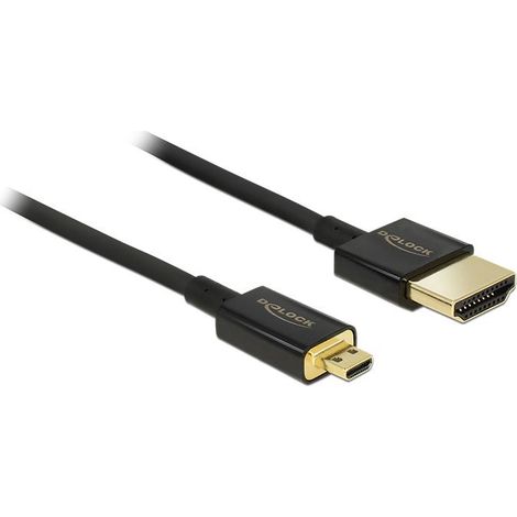 DeLOCK HDMI-A/HDMI Micro-D, 0.5 m cable HDMI 0,5 m HDMI tipo A (Estándar) HDMI tipo D (Micro) Negro
