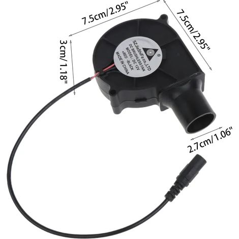 Ventilateur pour fusion de métaux, souffleur pour barbecue d'extérieur, allume-cheminée à charbon de bois, ventilateur électrique pour pique-nique et cuisson au barbecue, 12 V CC, 5,5 x 2,1 mm, 75 mm, (1/5)