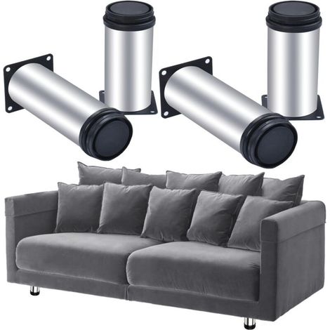 4 pcs Pieds de Meubles Pieds de Table Pieds de Bureau En Acier Inoxydable Réglable Ronde Meubles Pied Meubles Socle Cabinet Canapé Plinthe Chrome Diamètre 50 mm (Hauteur 120mm) (1/4)