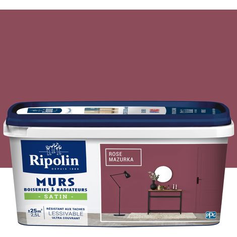 Peinture Murs, Boiseries, Radiateurs RIPOLIN Satin Rose mazurka 2,5 L (1/5)
