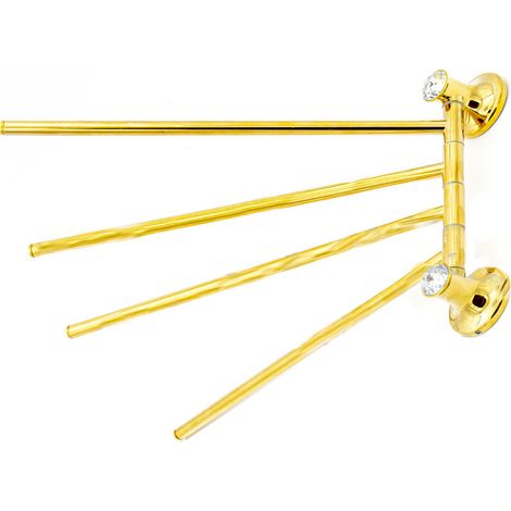 Porta asciugamani da Bagno 4 bracci a Muro in acciaio oro con punto luce cristallo in acrilico accessori bagno (1/5)