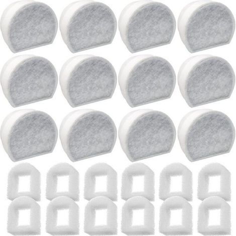 Lote de 24 prefiltros de espuma y filtros de carbón compatibles con fuentes PetSafe Drinkwell INOX 360, Avalon, Pagoda, Seascape y Sedona, filtro para fuente de agua para gatos y perros (1/4)