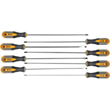 8 tournevis extra-longs torx, plats et cruciformes 325mm
