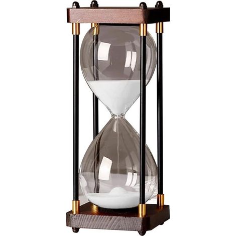 Sanduhr, Metall, Borosilikatglas, 60 Minuten, weiß, Dekoration für Zuhause, Büro (1/5)