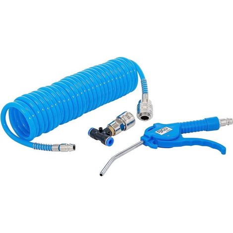 Soufflette d'Air Comprimé avec Tuyau Pneumatique en Spirale et Connecteur en T - 22,7 x 7,3 x 35,2 cm - Pratique - D-Work