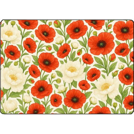 Planche à découper coquelicots et pivoines 28,5 × 20 cm