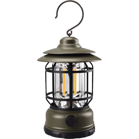 Wiederaufladbare LED-Campinglaterne per USB, Hängelampe für den Garten, dimmbar, wasserdicht (IPX4), Retro-Stil, weißes Licht, ideal für Balkon oder Garten. (1/5)
