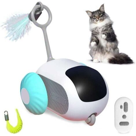 Jouet électrique intelligent pour chat avec télécommande, jouet interactif d'intérieur, rechargeable par USB (bleu) (1/4)