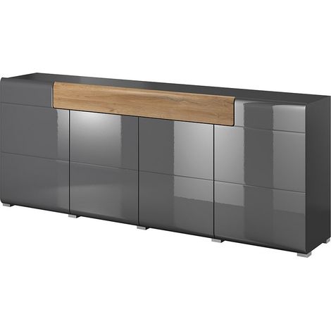 Buffet 200cm collezione OHIO. Color grigio antracite e rovere.