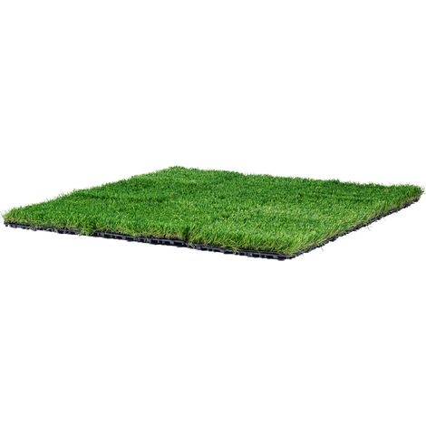 Mophorn Juego de baldosas de césped artificial entrelazadas, paquete de 18, 305 x 305 mm, césped sintético falso con tapete autodrenante para pisos de interior y exterior (1/5)