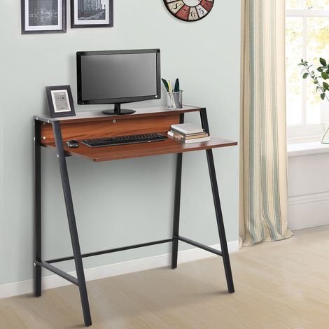 Sekretär-/Computertisch, Maße 84 x 45 x 85 cm (L x B x H), Neo-Retro-Stil, Regalsystem, Ausführung in Schwarznuss.