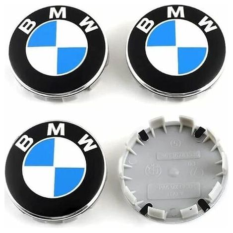 Lot de 4 caches moyeux 68mm pour BMW – Aluminium et plastique ABS – Installation simple – Améliore l'esthétique des jantes d'origine