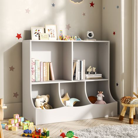 Grey 2 Tier Open Style Toy and Book Storage Organizer (1/5)