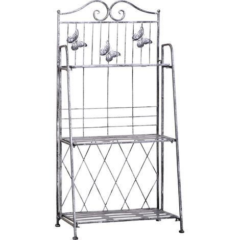 Metall-Pflanzenregal 3 Ebenen silbergrau 44 x 25 x 96 cm (1/5)